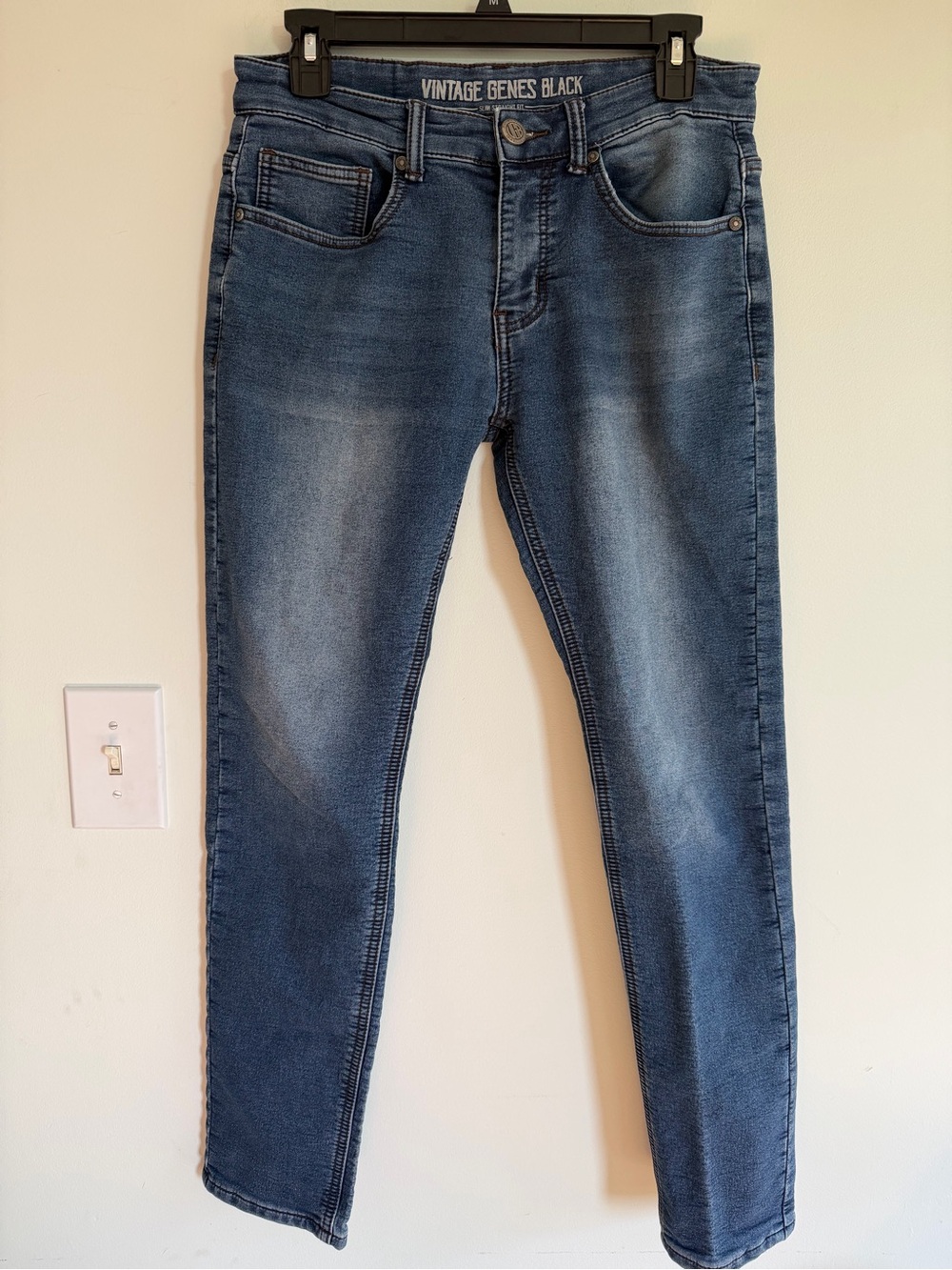 Vintage Genes Black Women's Midwash Blue Slim Straight Jeans